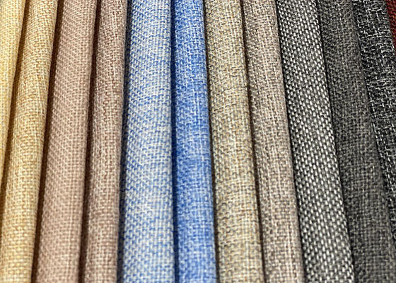 Plain Linen Sofa Fabric 230gsm Polyester Blend Upholstery Cloth