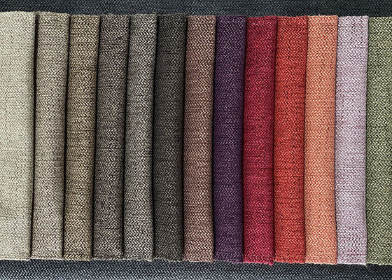 Plain Linen Upholstery Fabric , Colorful Polyester Sofa Fabric